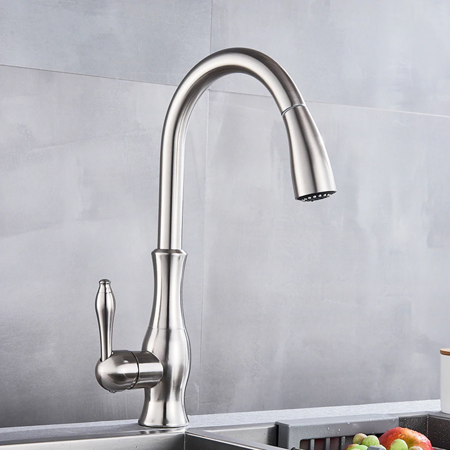 Baterie CookingAid ISLAND TAP cu finisaj periat, furtun dus retractabil / extractibil si buton schimbare de pe dus pe jet [5]