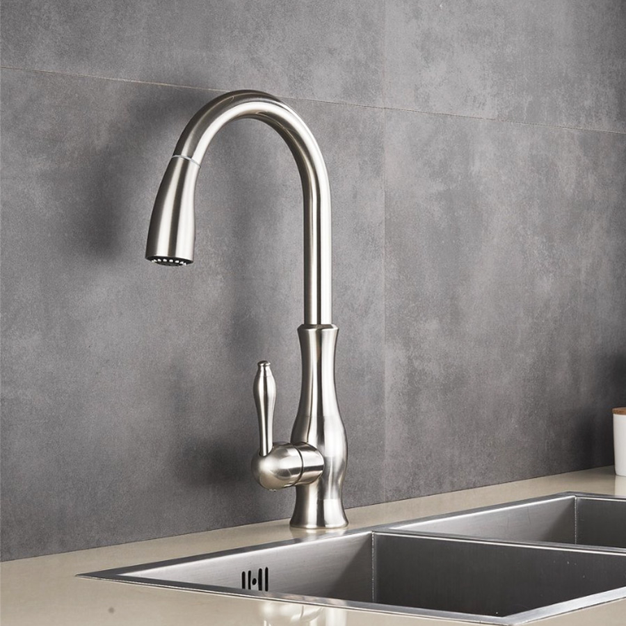 Baterie CookingAid ISLAND TAP cu finisaj periat, furtun dus retractabil / extractibil si buton schimbare de pe dus pe jet [6]