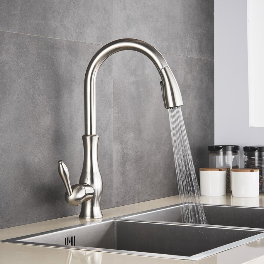 Baterie CookingAid ISLAND TAP cu finisaj periat, furtun dus retractabil / extractibil si buton schimbare de pe dus pe jet [3]