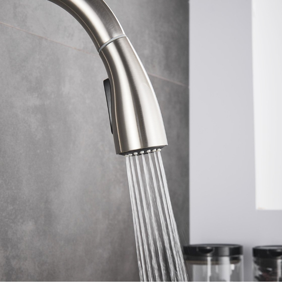 Baterie CookingAid ISLAND TAP cu finisaj periat, furtun dus retractabil / extractibil si buton schimbare de pe dus pe jet [10]