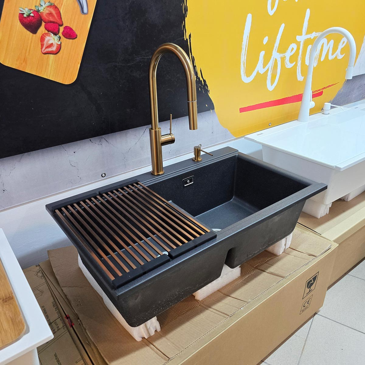 Baterie CookingAid Jennifer Copper cu furtun dus extractibil + buton jet/dus si finisaj inox periat [19]