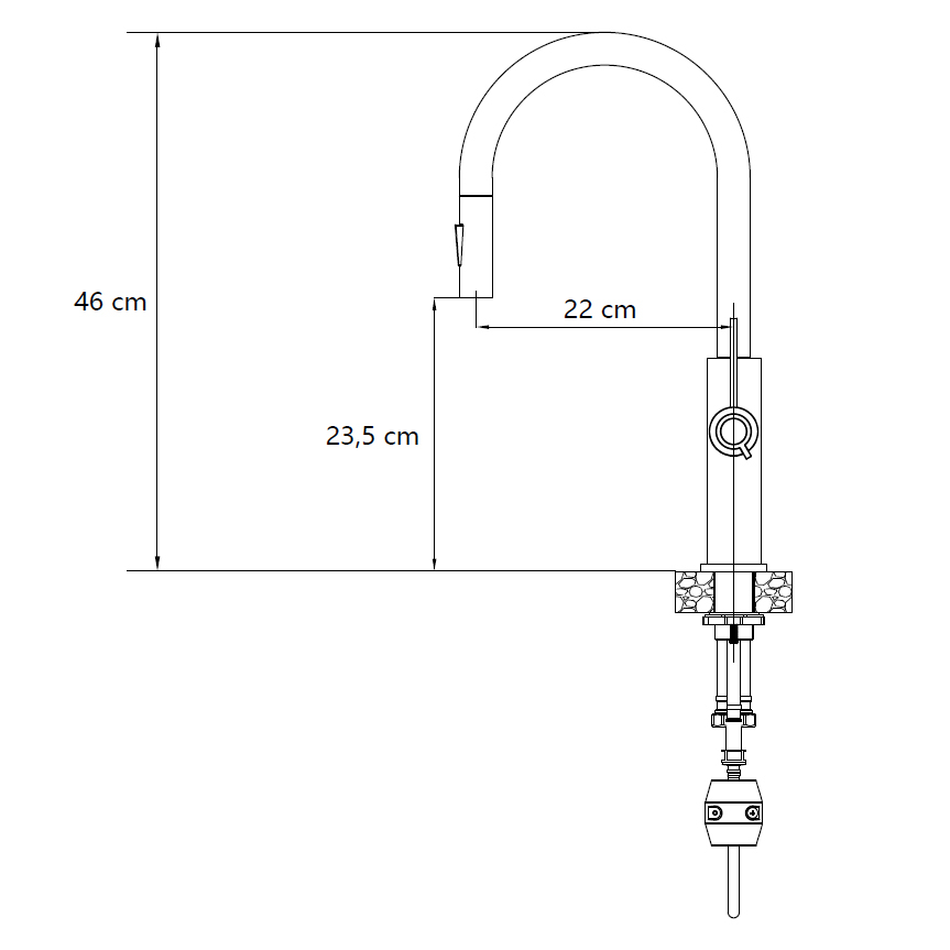 Baterie CookingAid Jennifer Copper cu furtun dus extractibil + buton jet/dus si finisaj inox periat [20]