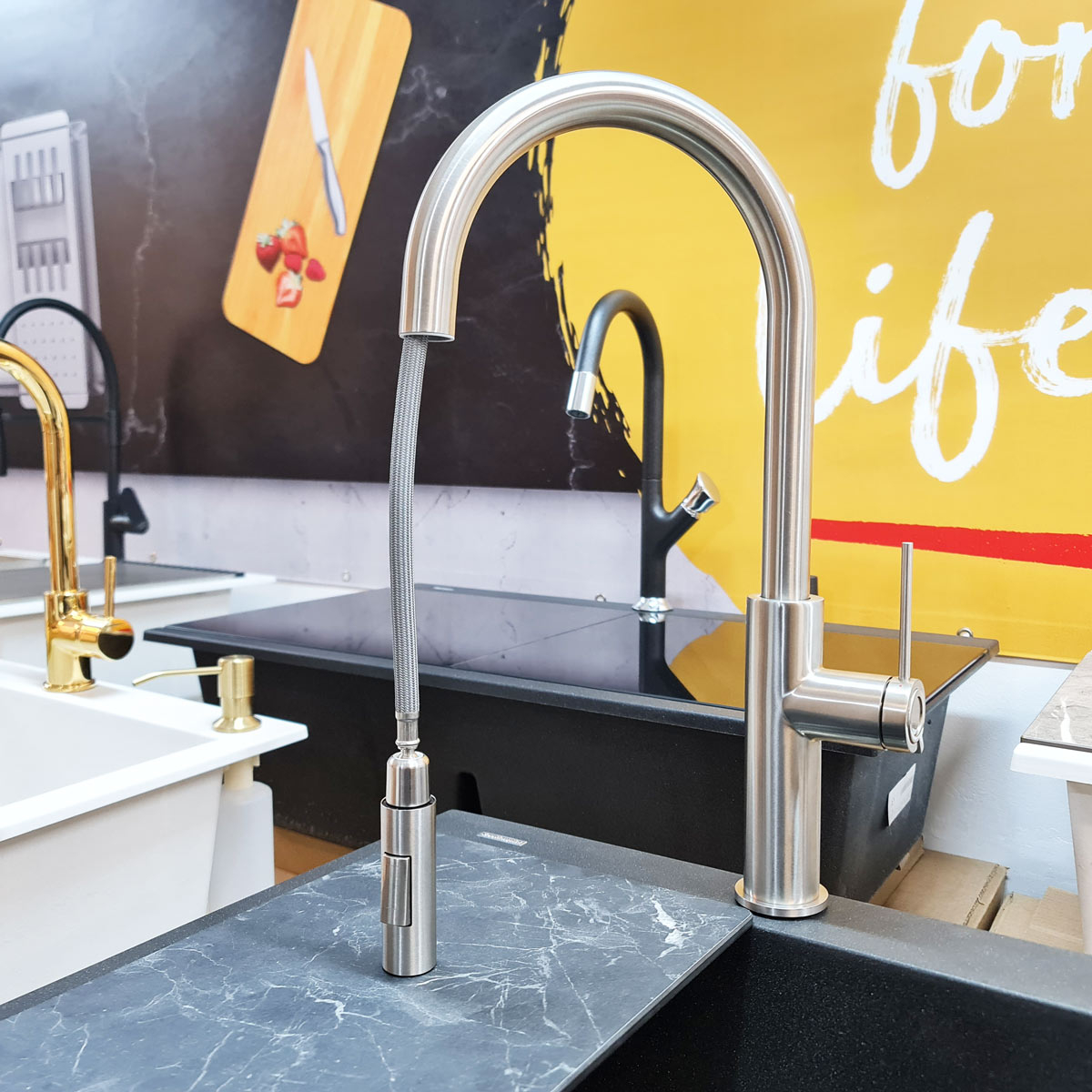 Baterie CookingAid Jennifer Steel cu furtun dus extractibil + buton jet/dus si finisaj inox periat [10]