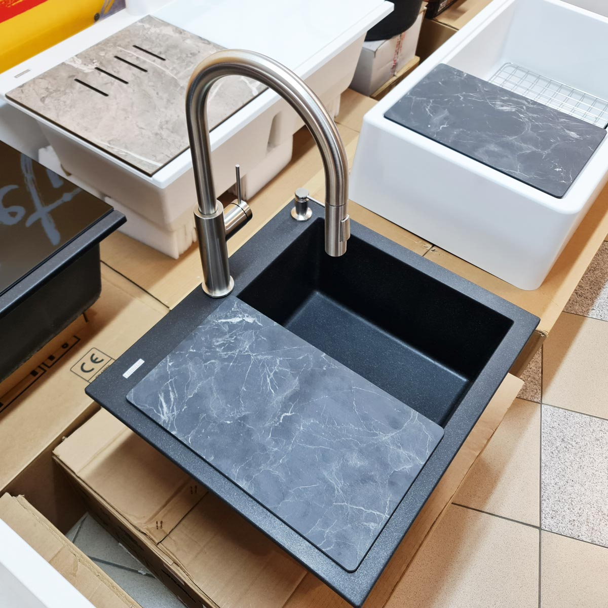 Baterie CookingAid Jennifer Steel cu furtun dus extractibil + buton jet/dus si finisaj inox periat [3]