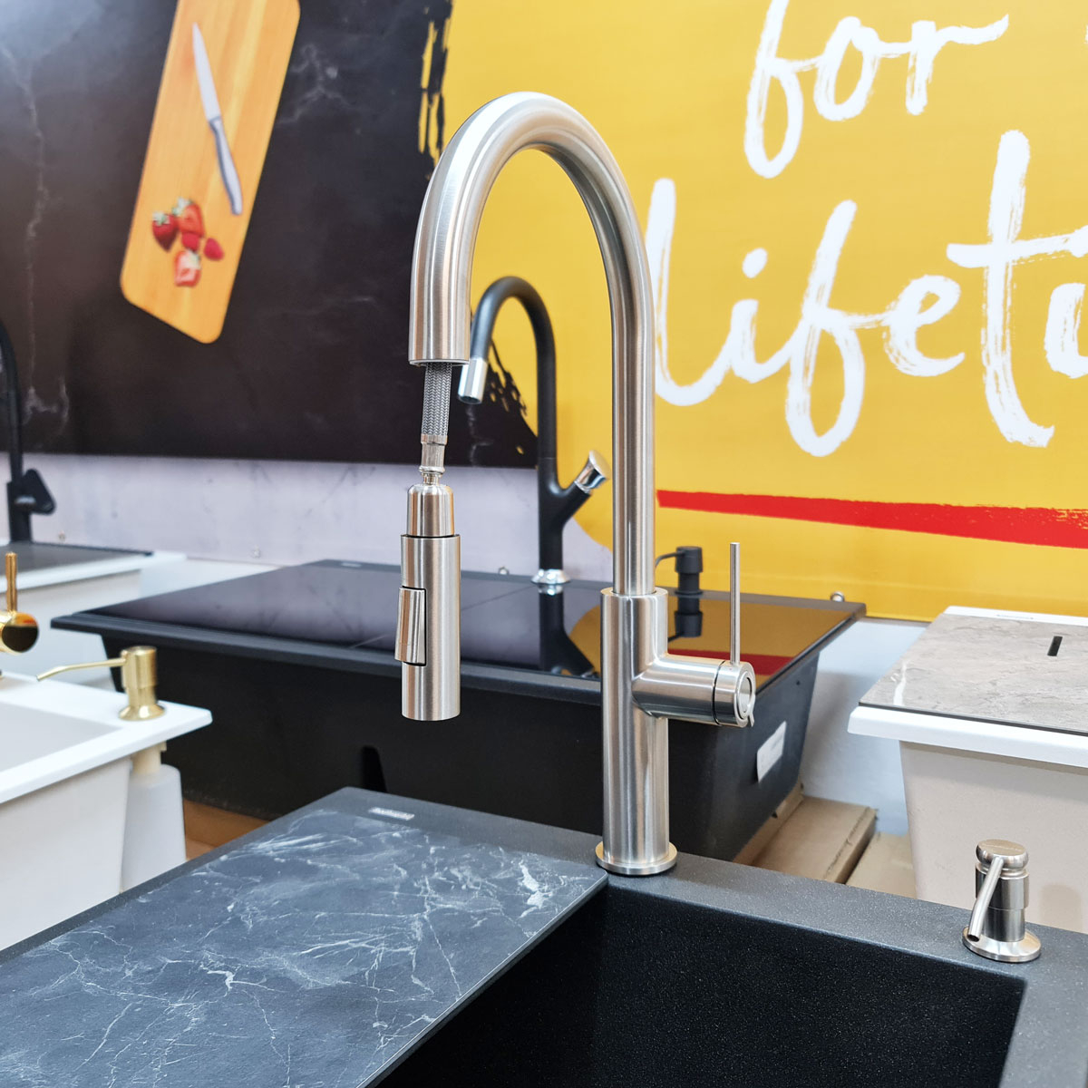 Baterie CookingAid Jennifer Steel cu furtun dus extractibil + buton jet/dus si finisaj inox periat [9]