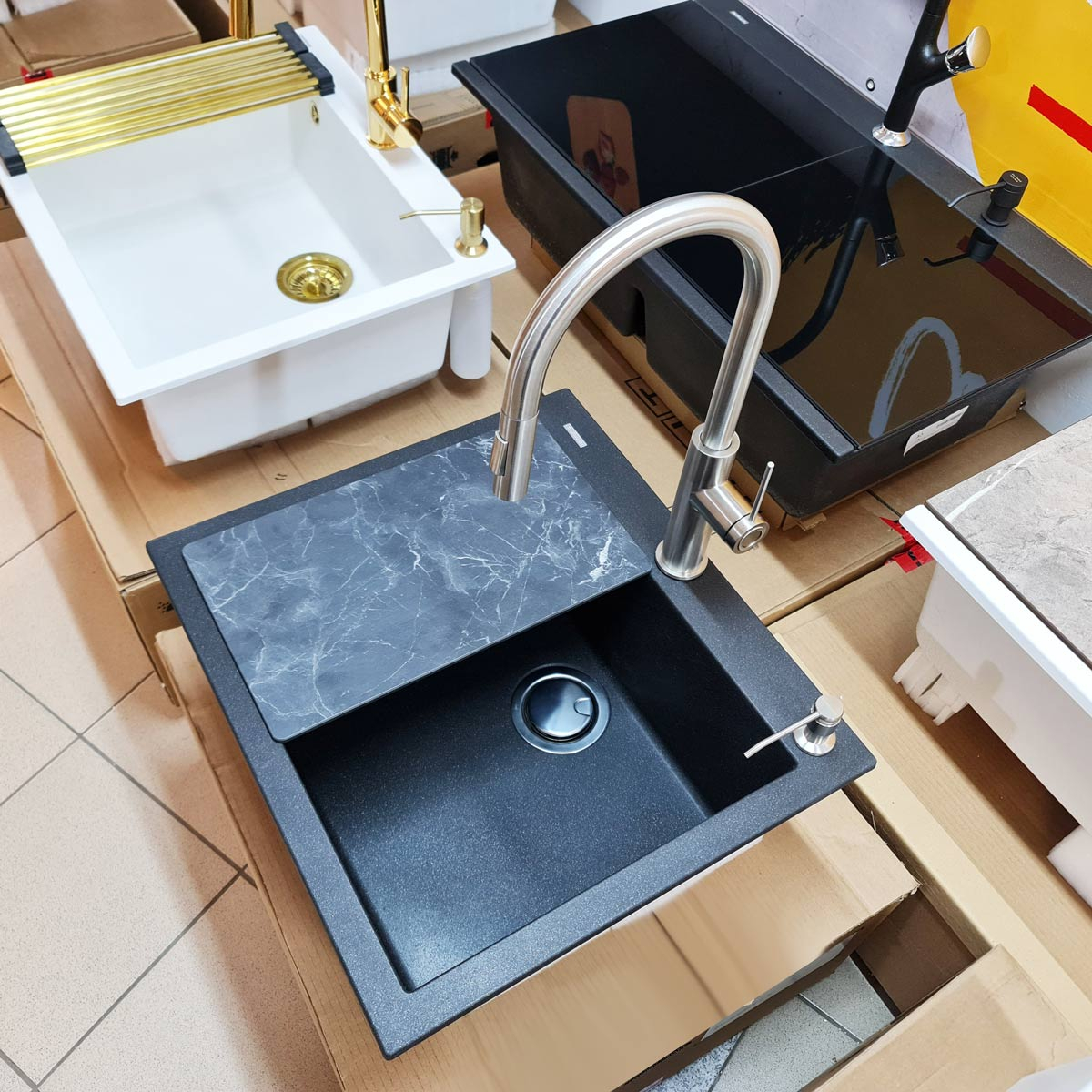 Baterie CookingAid Jennifer Steel cu furtun dus extractibil + buton jet/dus si finisaj inox periat [2]