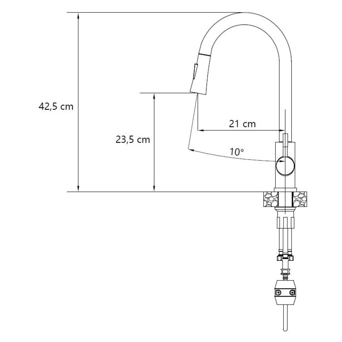 Baterie CookingAid Julia Steel cu furtun dus extractibil + buton jet/dus si finisaj inox periat [3]
