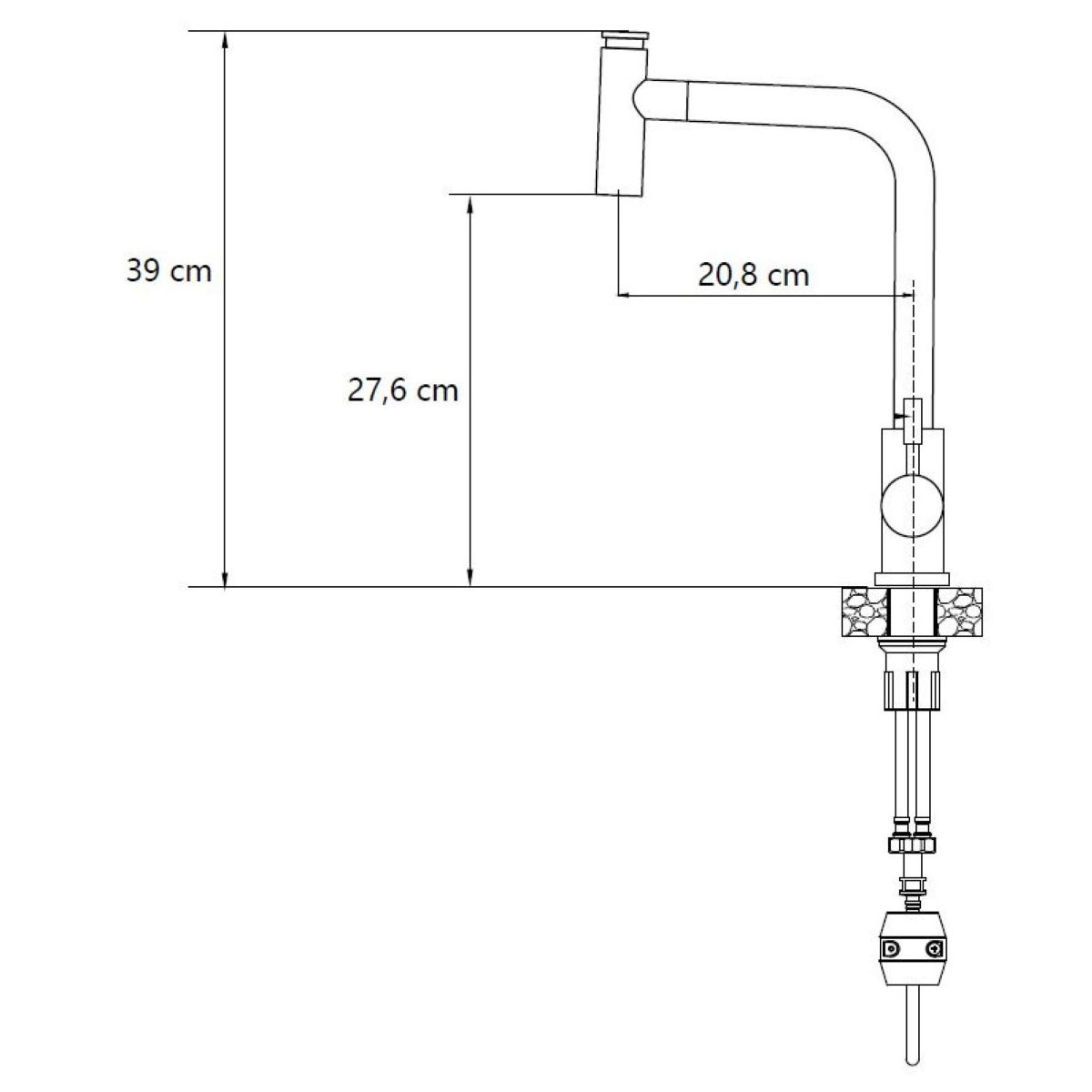 Baterie CookingAid Meryl Steel cu furtun dus extractibil + buton jet/dus si finisaj inox periat [4]