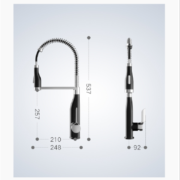 Baterie CookingAid NEO Spring Black Chrome cu cap flexibil detasabil + buton interschimbabil jet/dus si finisaj Cromat/Negru [13]