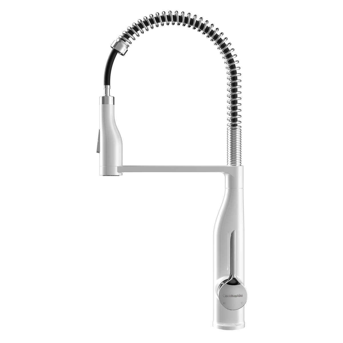 Baterie CookingAid NEO Spring White Chrome cu cap flexibil detasabil + buton interschimbabil jet/dus si finisaj Cromat/Alb [2]