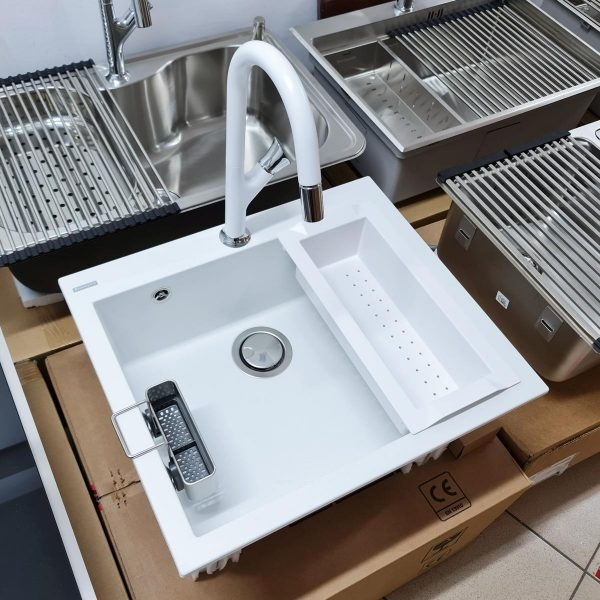 Baterie CookingAid PARMIX WHITE cu furtun dus retractabil / extractibil si finisaj Alb mat [5]