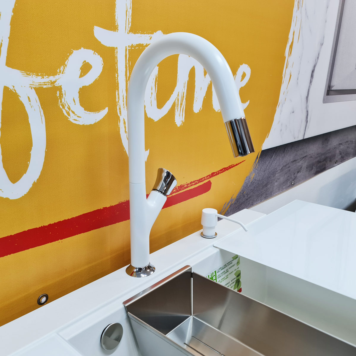 Baterie CookingAid PARMIX WHITE cu furtun dus retractabil / extractibil si finisaj Alb mat [9]