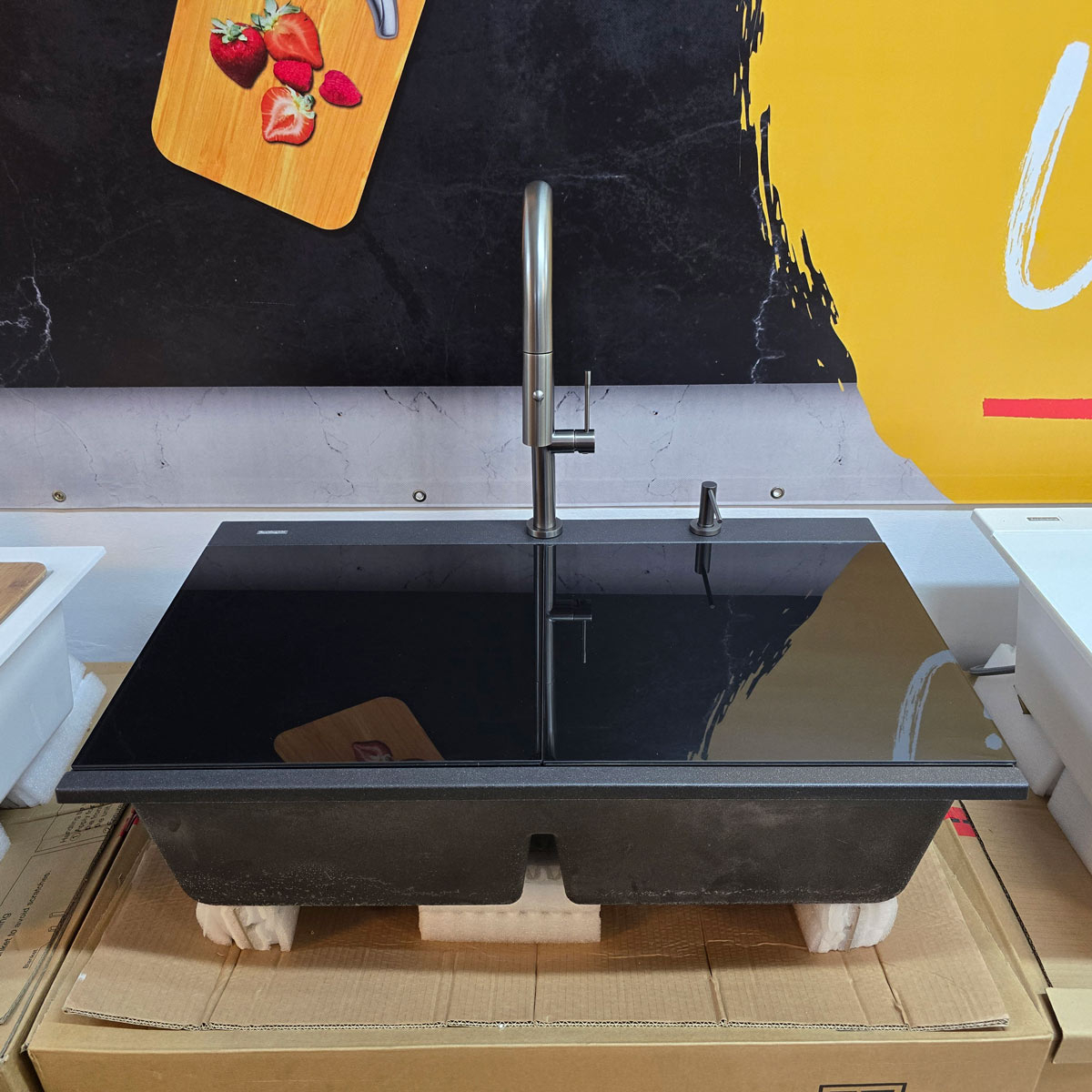 Baterie CookingAid Quadron Felicity Gun Metal cu furtun dus extractibil + buton jet/dus si finisaj Negru mat [16]