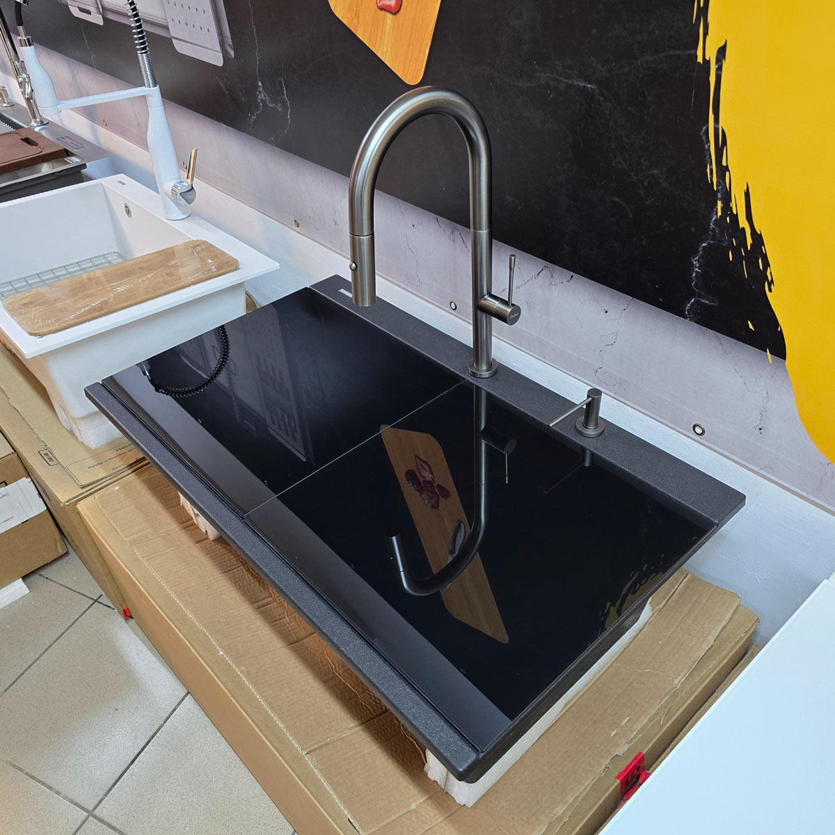 Baterie CookingAid Quadron Felicity Gun Metal cu furtun dus extractibil + buton jet/dus si finisaj Negru mat [14]