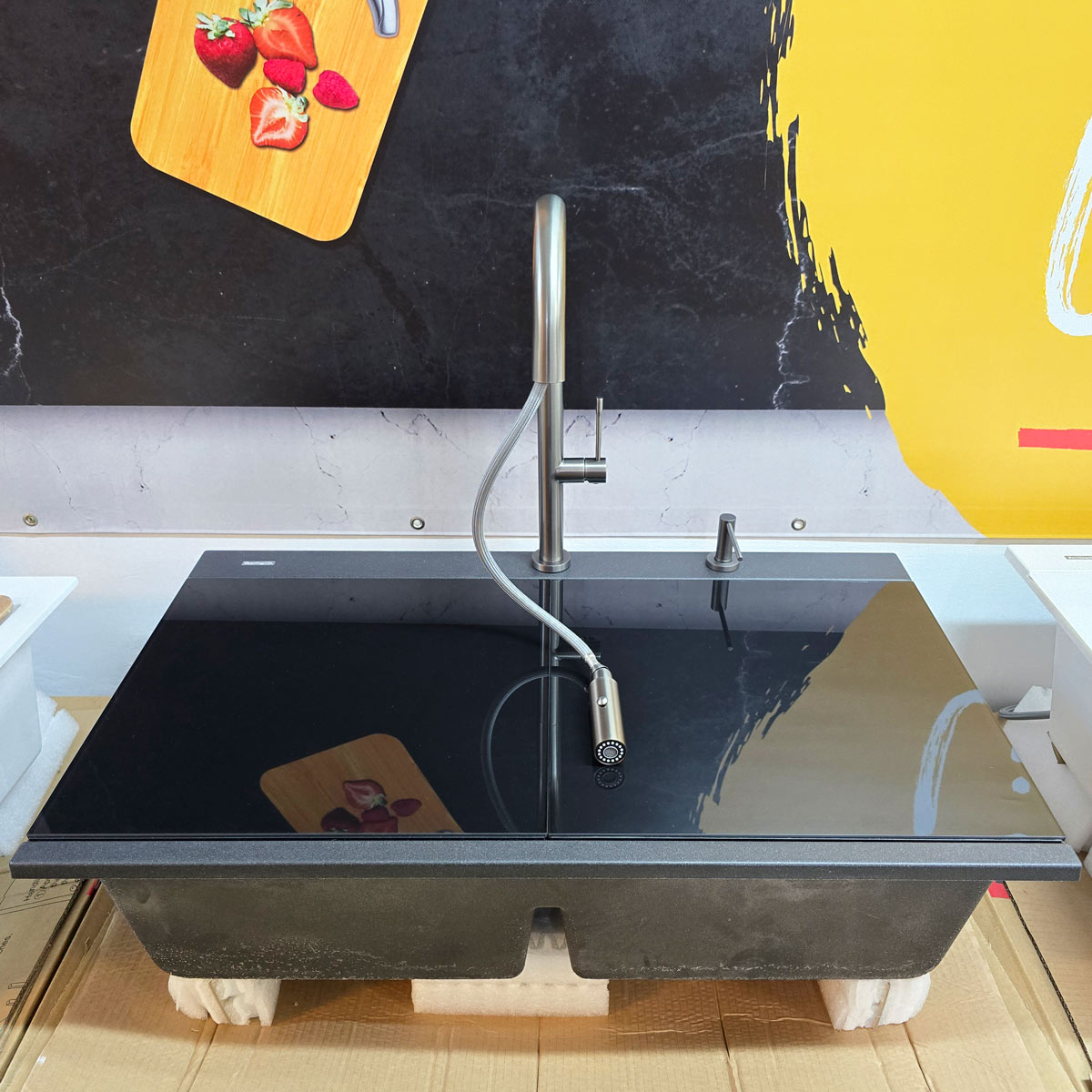 Baterie CookingAid Quadron Felicity Gun Metal cu furtun dus extractibil + buton jet/dus si finisaj Negru mat [4]