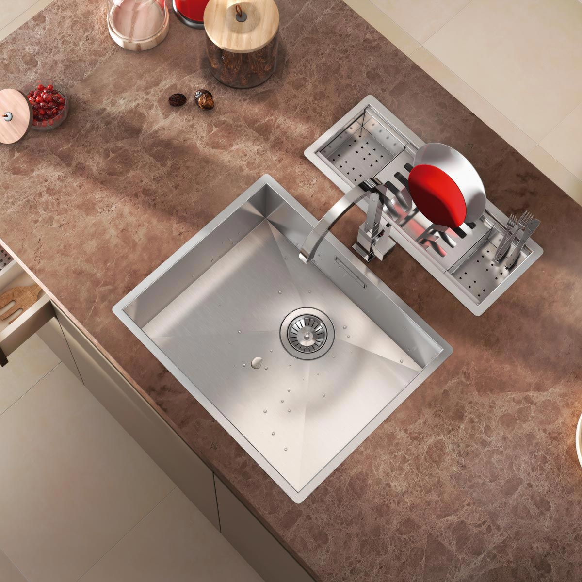 Baterie CookingAid RODI Box QS 2003 rotativa 180° cu finisaj cromat si maner, baza si corp / pipa patrata [3]