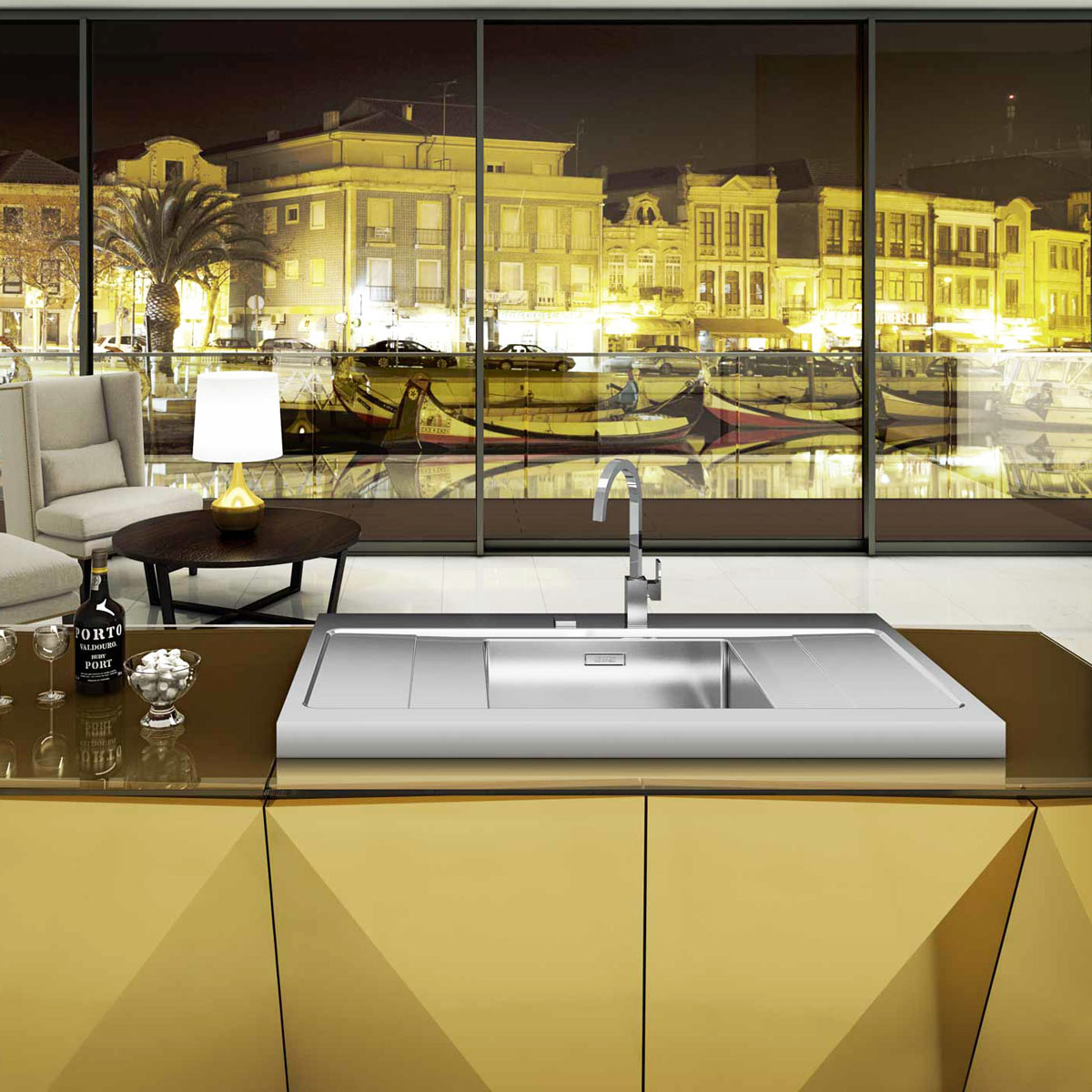 Baterie CookingAid RODI Box QS 2003 rotativa 180° cu finisaj cromat si maner, baza si corp / pipa patrata [2]