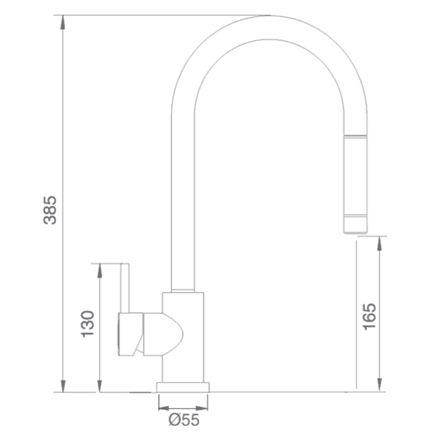 Baterie CookingAid RODI LINE MN 1011 cu furtun dus retractabil / extractibil si finisaj Cromat [18]
