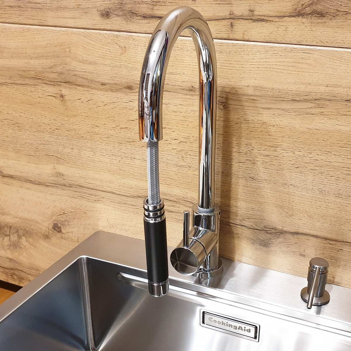 Baterie CookingAid RODI LINE MN 1011 cu furtun dus retractabil / extractibil si finisaj Cromat [8]