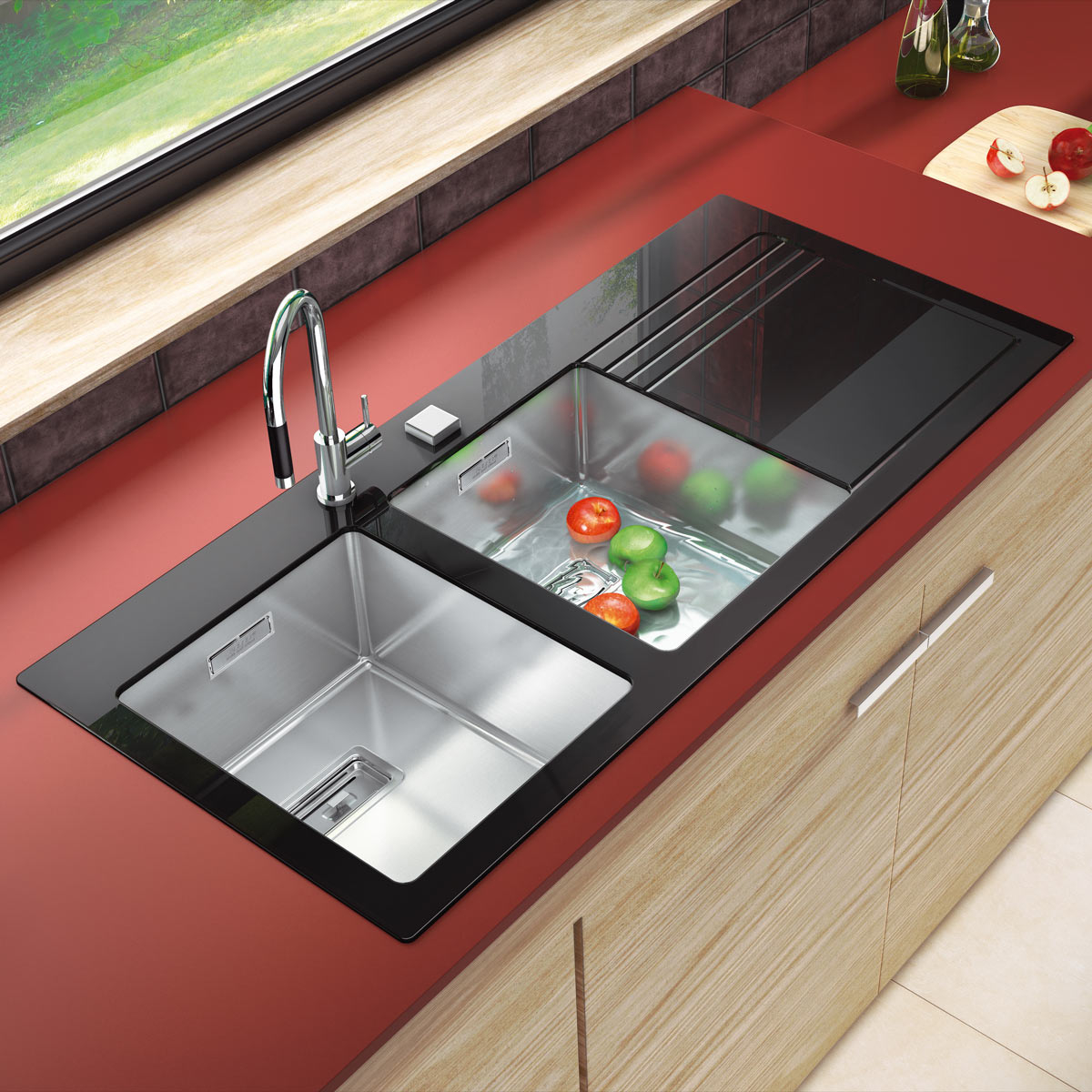 Baterie CookingAid RODI LINE MN 1011 cu furtun dus retractabil / extractibil si finisaj Cromat [3]