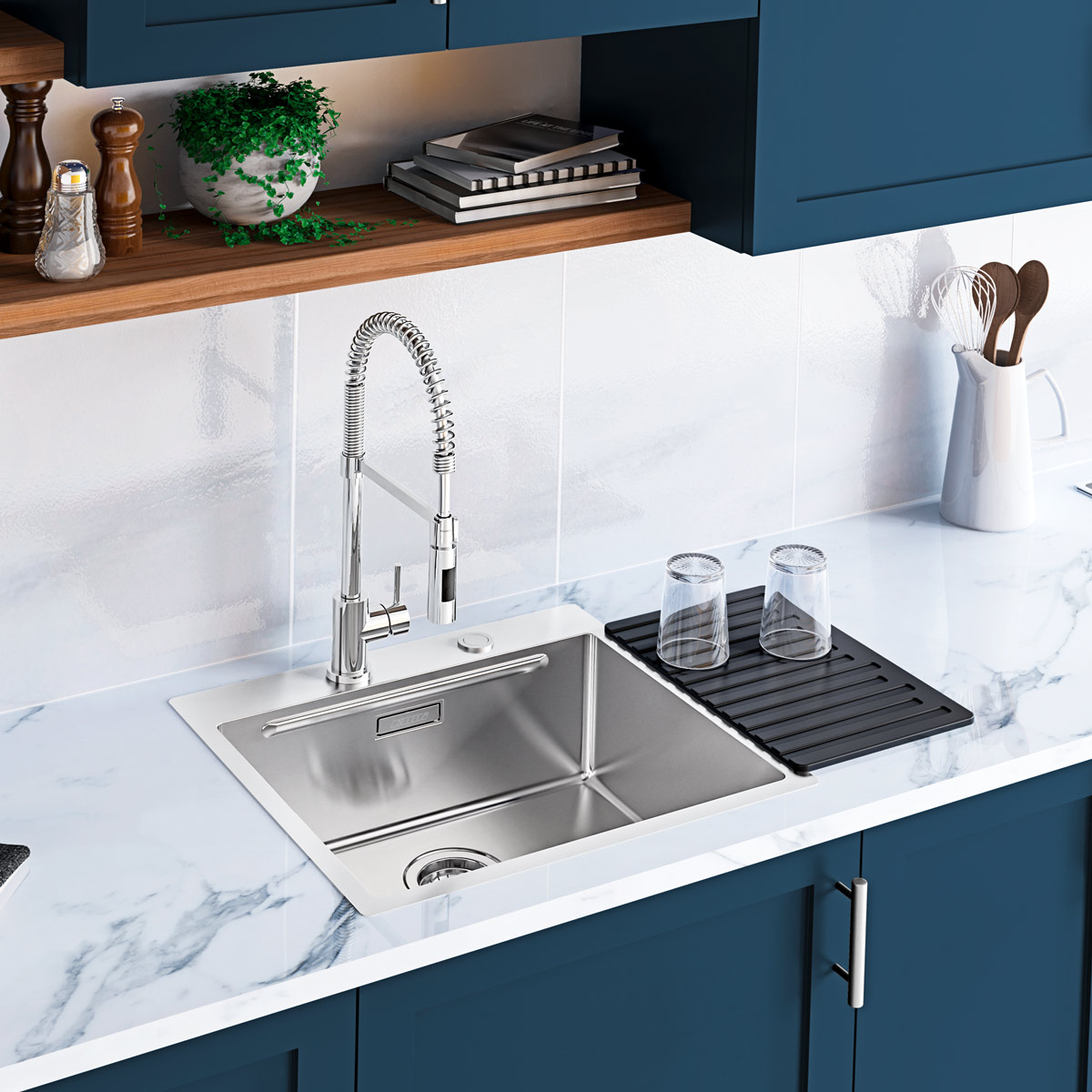 Baterie CookingAid RODI LINE MN 1021 cu cap flexibil detasabil + buton interschimbabil jet/dus si finisaj Cromat [2]