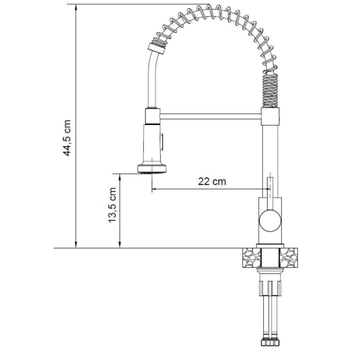 Baterie CookingAid Salma Steel cu furtun dus detasabil / flexibil + buton jet/dus si finisaj inox periat [12]
