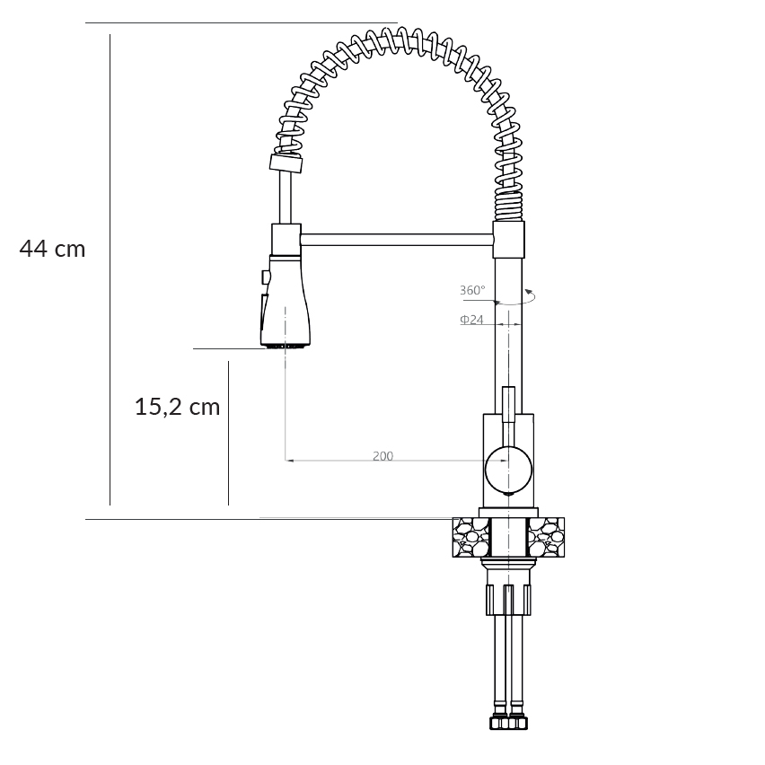 Baterie CookingAid Salma Steel cu furtun dus detasabil / flexibil + buton jet/dus si finisaj inox periat [13]