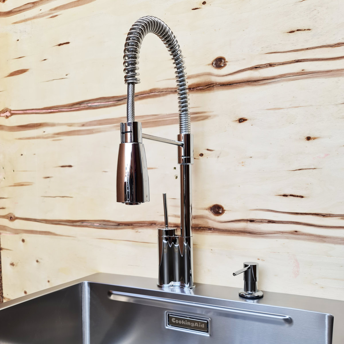 Baterie CookingAid SPRING CHROME 40 cu cap flexibil detasabil + buton interschimbabil jet/dus si finisaj Cromat [10]