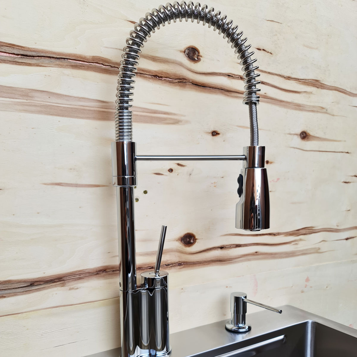 Baterie CookingAid SPRING CHROME 40 cu cap flexibil detasabil + buton interschimbabil jet/dus si finisaj Cromat [4]