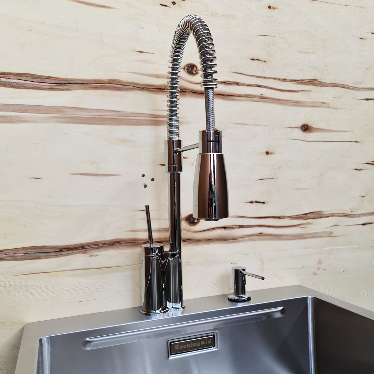 Baterie CookingAid SPRING CHROME 40 cu cap flexibil detasabil + buton interschimbabil jet/dus si finisaj Cromat [9]