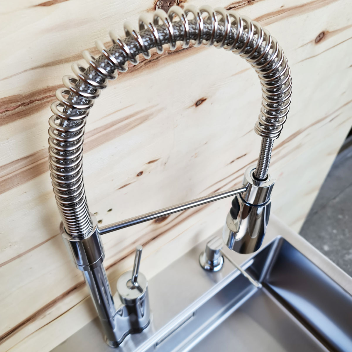 Baterie CookingAid SPRING CHROME 40 cu cap flexibil detasabil + buton interschimbabil jet/dus si finisaj Cromat [3]