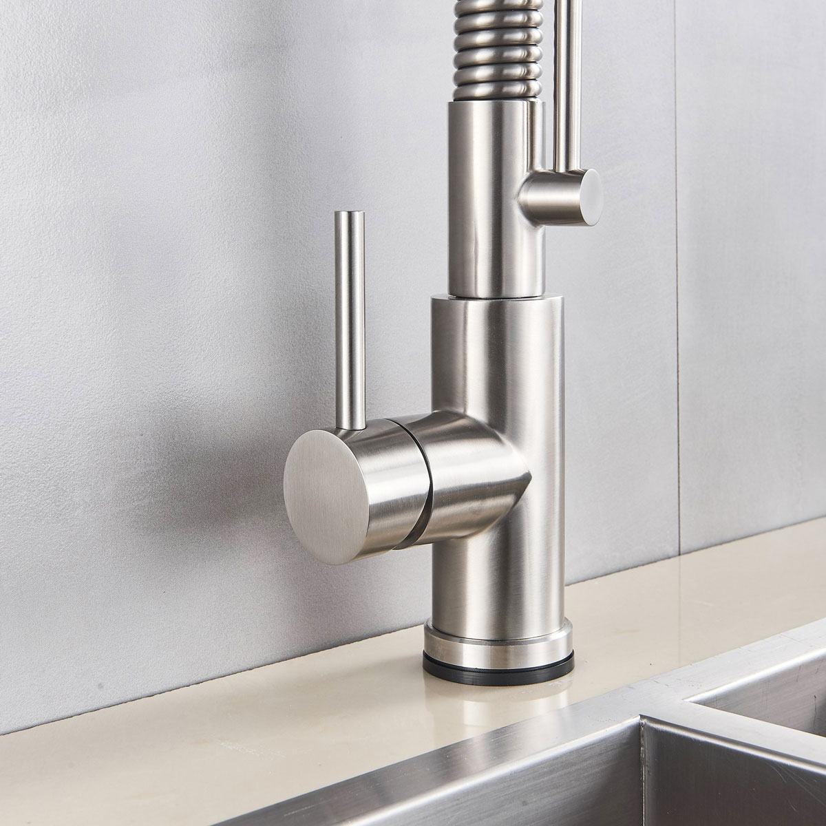 Baterie CookingAid TOUCH ON SPRING ROUND CU SENZOR ATINGERE inox periat si furtun dus retractabil / extractibil + buton interschimbabil jet/dus [4]