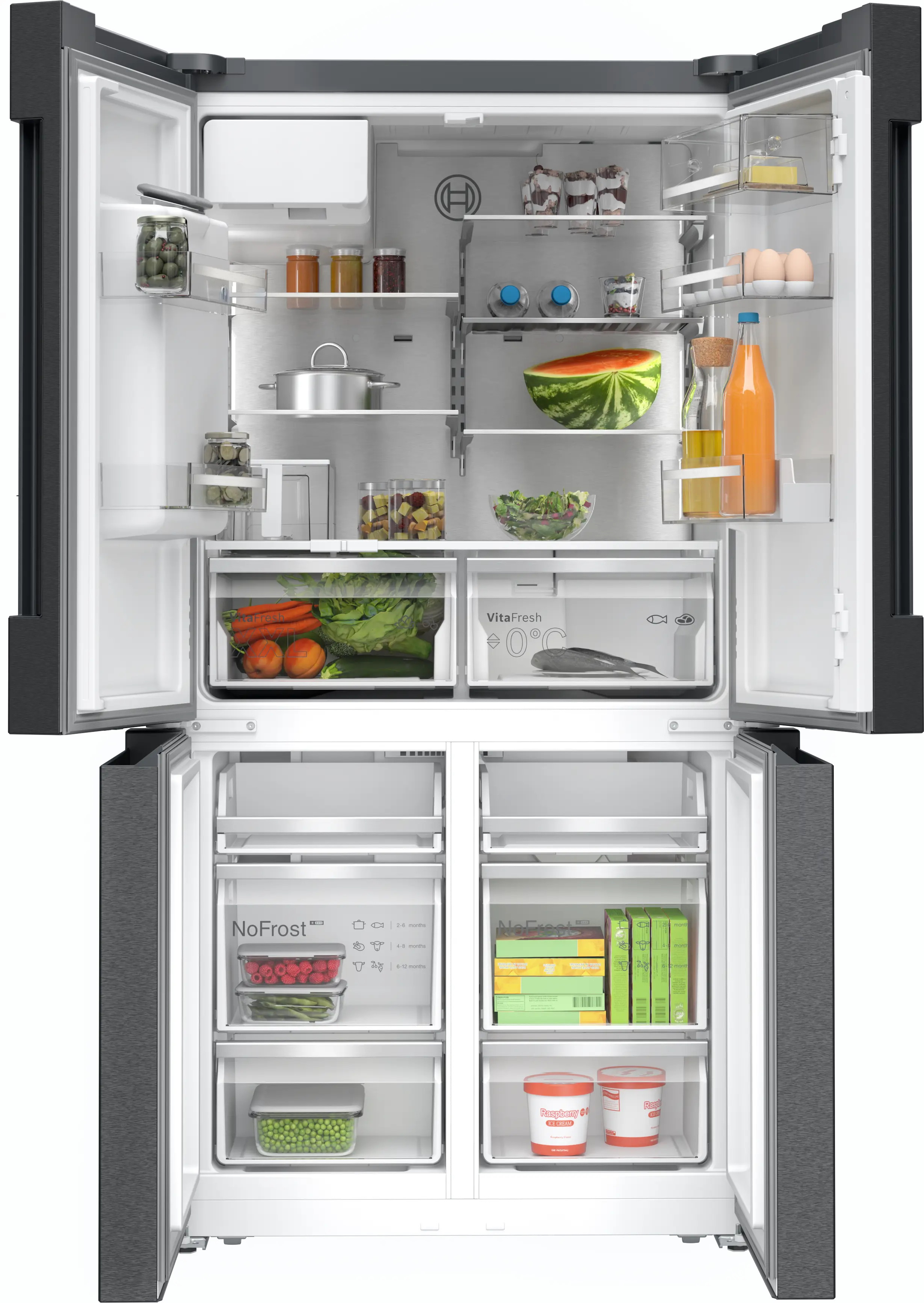 Bosch KFI96AXEA - combină frigorifică multi door, Seria 6, negru inox anti-amprentă, Total No Frost, dozator apă și gheață, 574 litri [3]