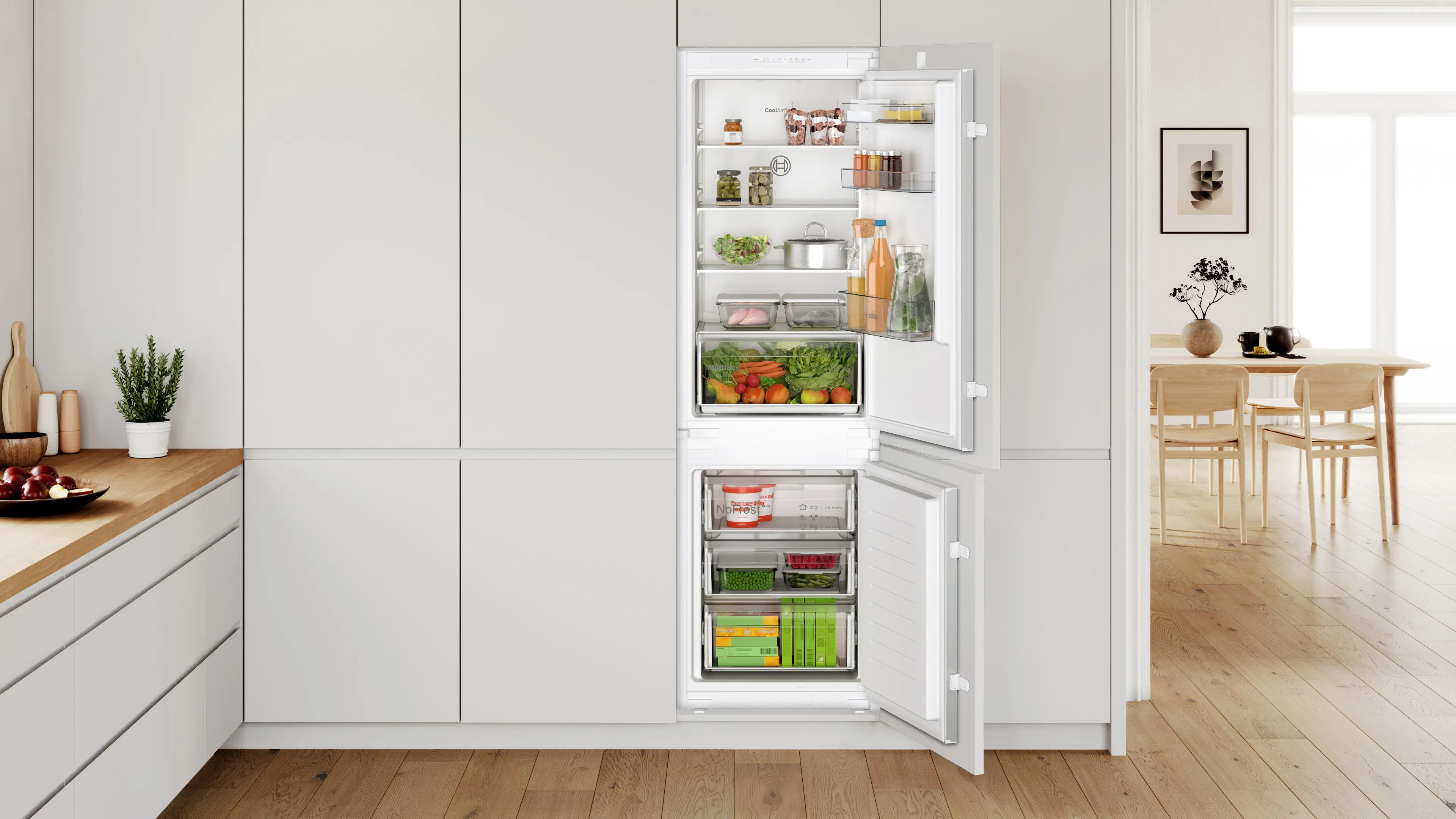 Bosch KIN86NSE0 - combină frigorifică încorporabilă, Seria 2, 177,2 cm, 184+76 litri, balama culisantă, clasa E [2]