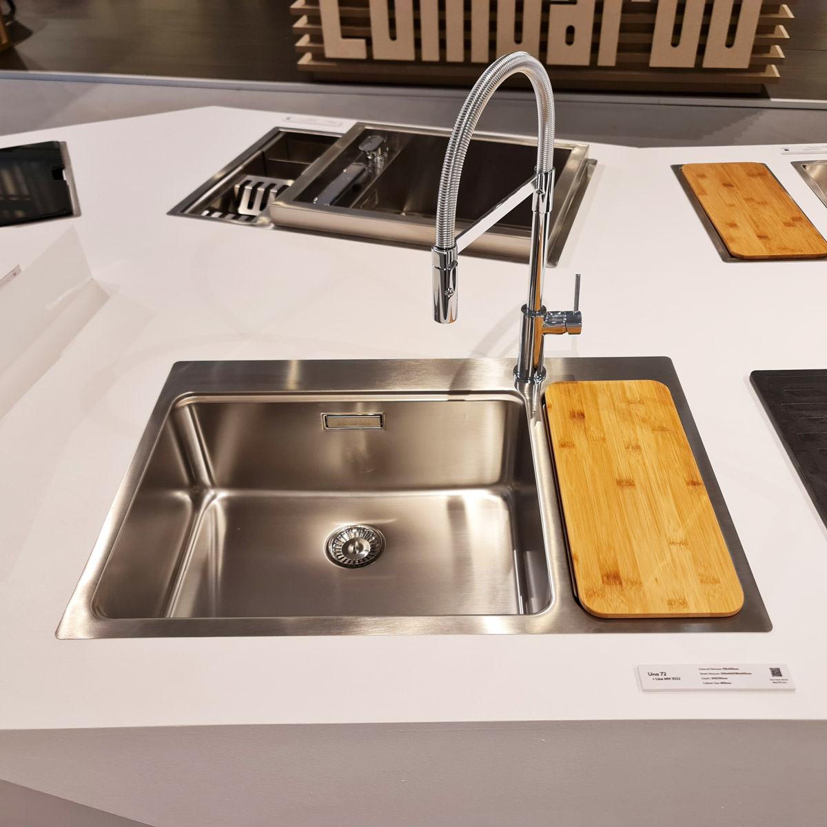 Chiuveta bucatarie cu 2 cuve inox CookingAid UNA 72 cu Bonus: tocator Versus din ABS reversibil in scurgator vase + accesorii montaj [17]
