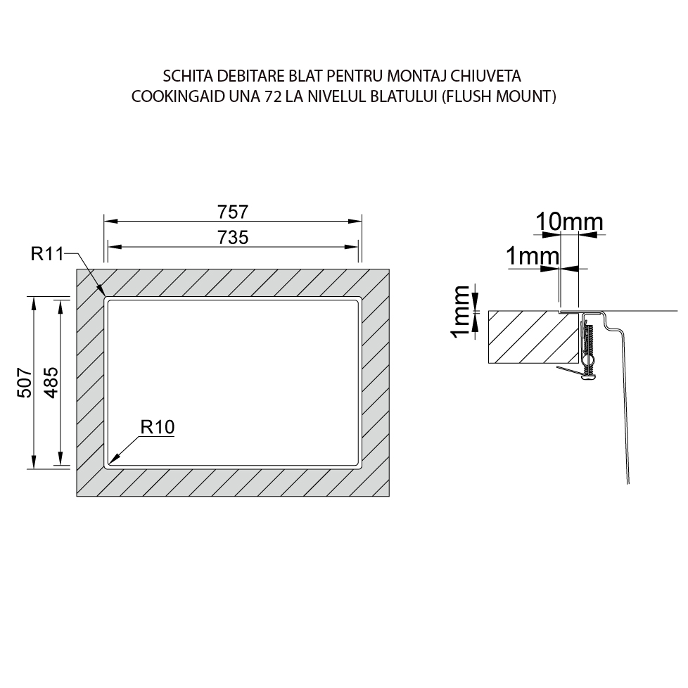 Chiuveta bucatarie cu 2 cuve inox CookingAid UNA 72 cu Bonus: tocator Versus din ABS reversibil in scurgator vase + accesorii montaj [22]