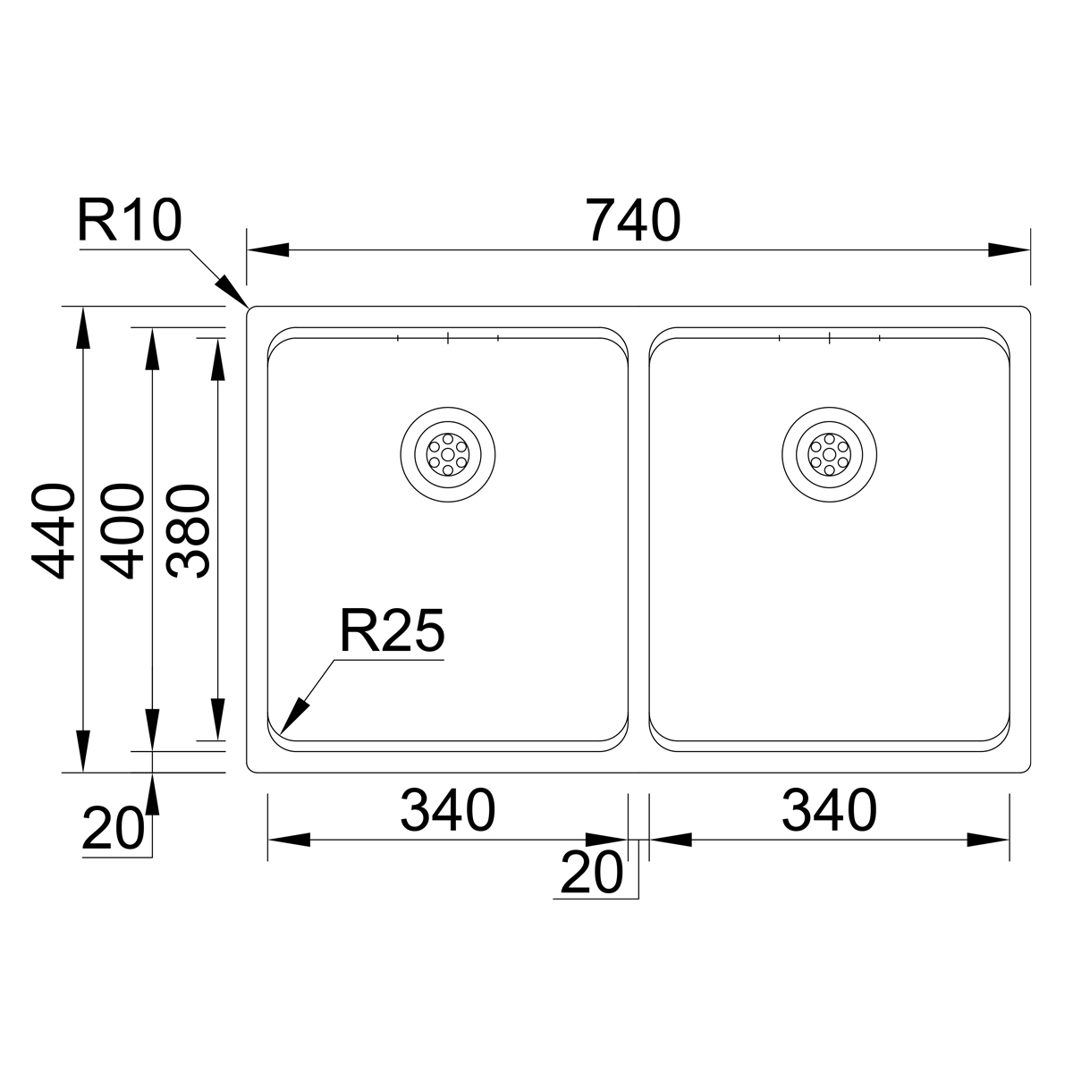 Chiuveta bucatarie cu 2 cuve inox CookingAid UNA 75 cu Bonus: tocator Bambus + accesorii montaj [19]