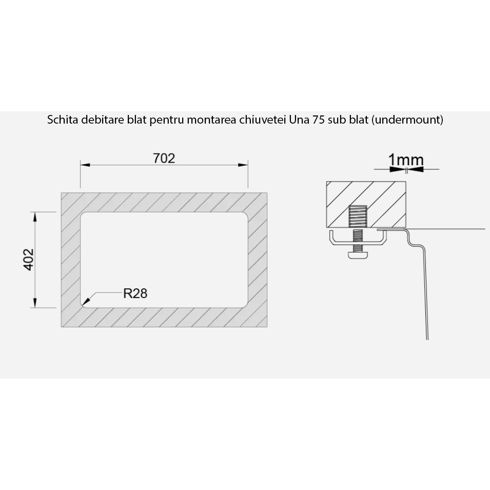 Chiuveta bucatarie cu 2 cuve inox CookingAid UNA 75 cu Bonus: tocator Bambus + accesorii montaj [22]
