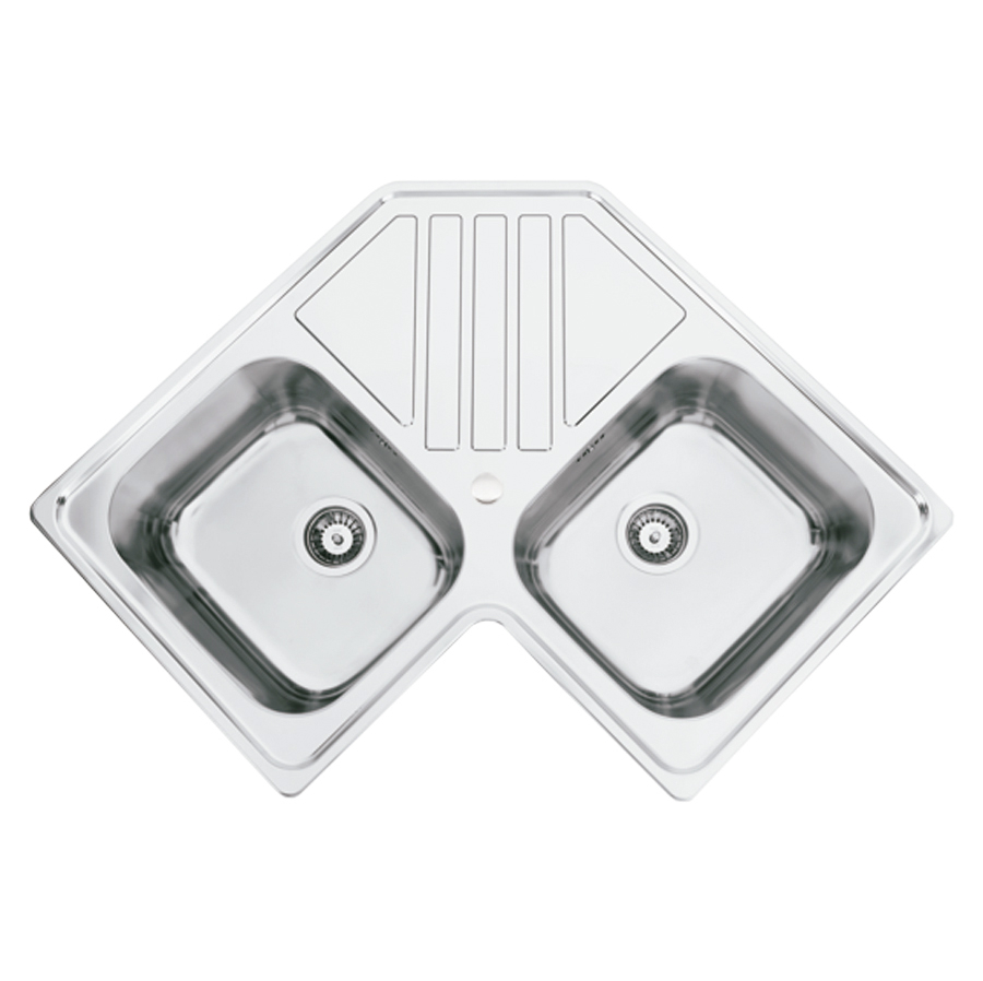 Chiuveta bucatarie cu 2 cuve inox dubla CookingAid KEPPLER BB pe colt reversibila stanga/dreapta cu picurator + accesorii montaj [4]