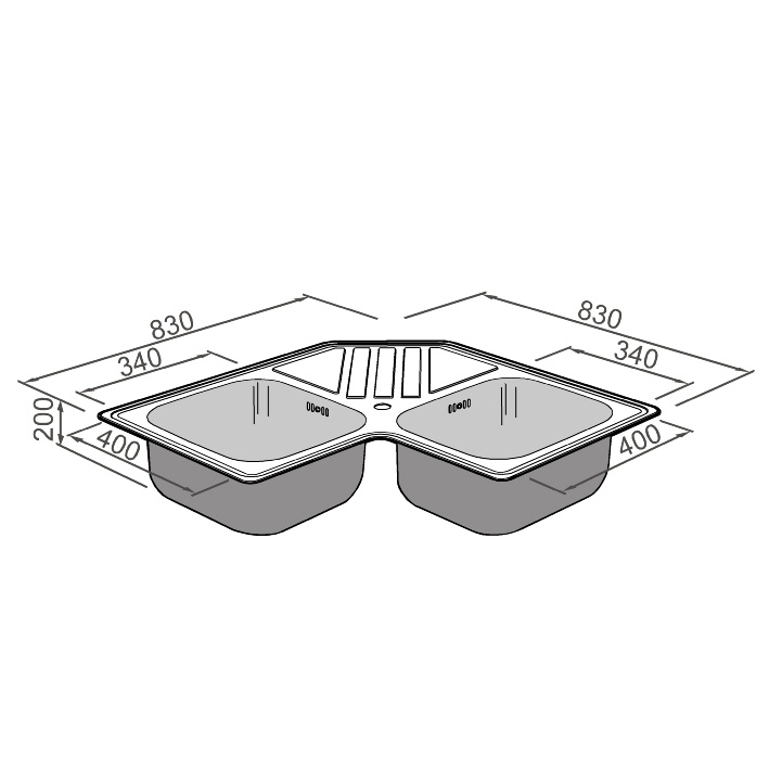 Chiuveta bucatarie cu 2 cuve inox dubla CookingAid KEPPLER BB pe colt reversibila stanga/dreapta cu picurator + accesorii montaj [18]