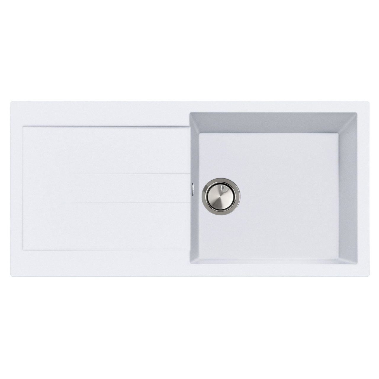 Chiuveta bucatarie granit CookingAid Amanda AM9910 Alba / Polar White reversibila stanga/dreapta cu picurator + accesorii montaj [1]