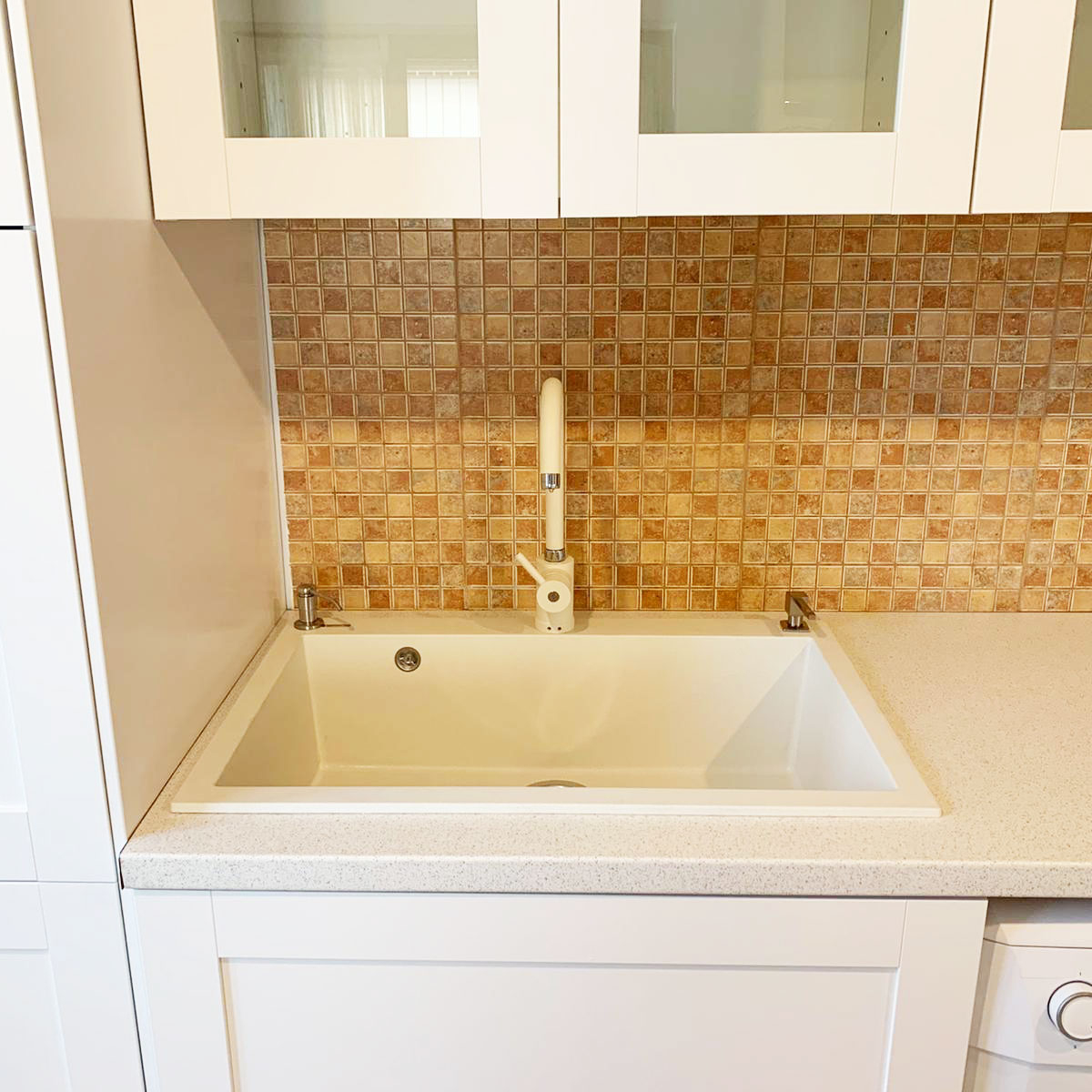 Chiuveta bucatarie granit CookingAid Cube ON7610 Alba Galbui / Jasmine + accesorii montaj [6]