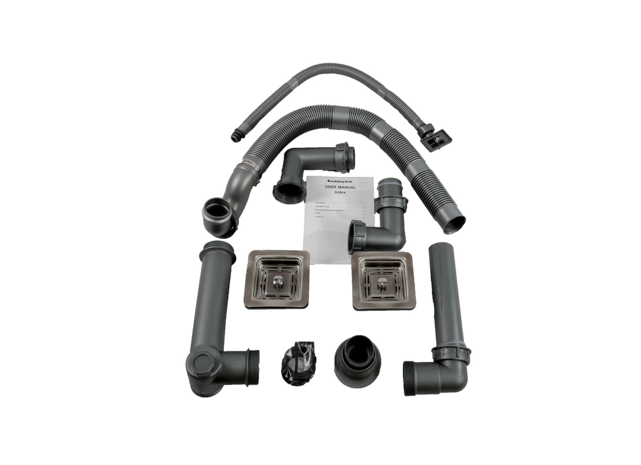 Chiuveta bucatarie HORECA inox dubla CookingAid VENUS-S Workstation cu dozator detergent, scurgator vase/paste/fructe, gratar rulabil inox + accesorii montaj [11]