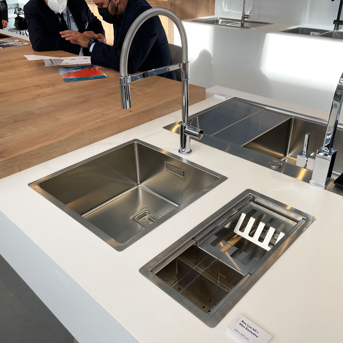 Chiuveta bucatarie inox CookingAid Box Lux 34 cu montaj pe/sub blat cu ventil scurgere dreptunghiular si accesorii montaj [13]