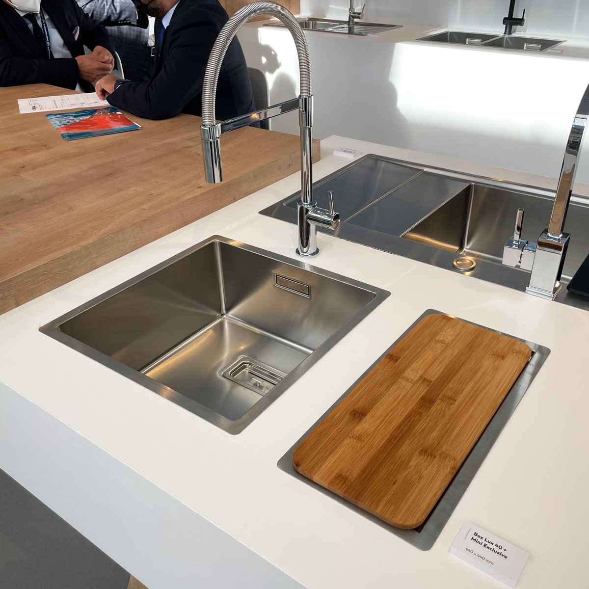 Chiuveta bucatarie inox CookingAid Box Lux 34 cu montaj pe/sub blat cu ventil scurgere dreptunghiular si accesorii montaj [12]