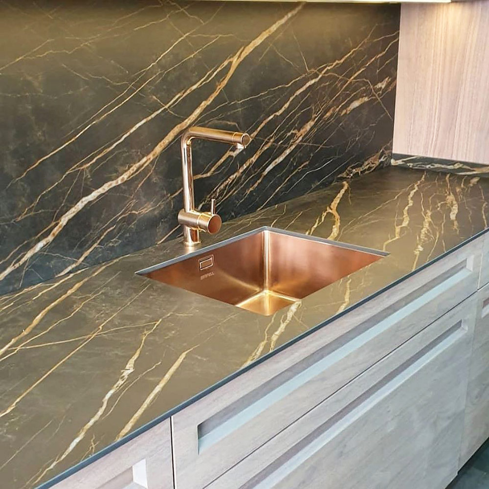 Chiuveta bucatarie inox CookingAid BOX LUX 50 COPPER cu strat PVD ceramic culoare cupru cu montaj pe/sub blat + accesorii montaj [10]