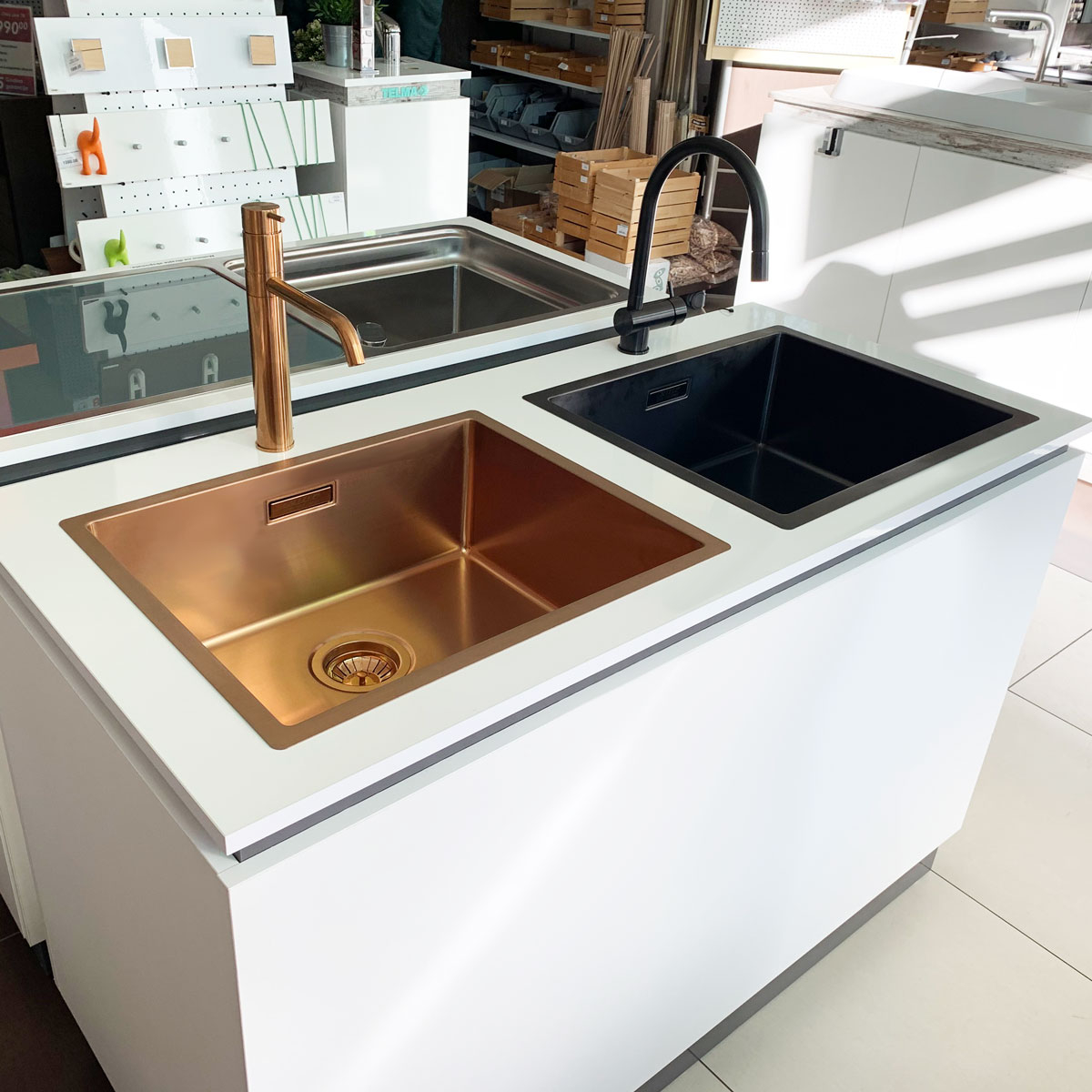 Chiuveta bucatarie inox CookingAid BOX LUX 50 DARK GREY cu strat PVD ceramic culoare gri inchis / negru cu montaj pe/sub blat + accesorii montaj [10]