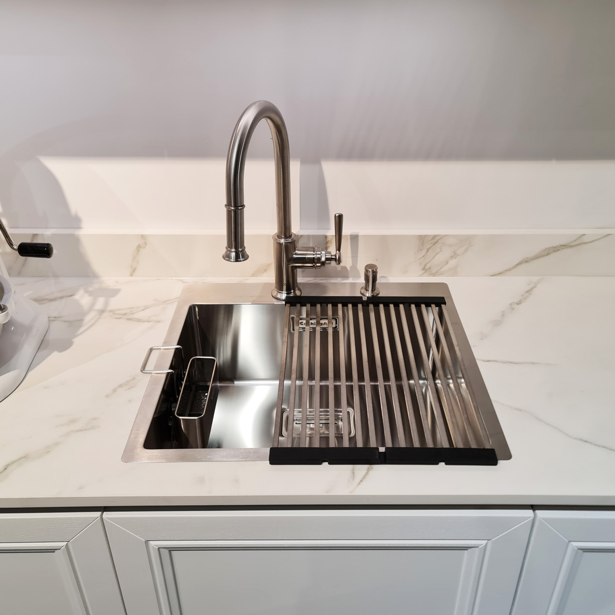 Chiuveta bucatarie inox CookingAid BOX LUX 57 cu ventil automat scurgere dreptunghiular si accesorii montaj [3]