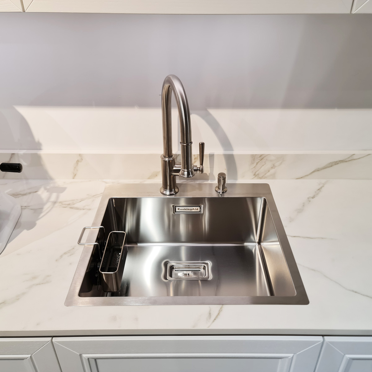 Chiuveta bucatarie inox CookingAid BOX LUX 57 cu ventil automat scurgere dreptunghiular si accesorii montaj [4]