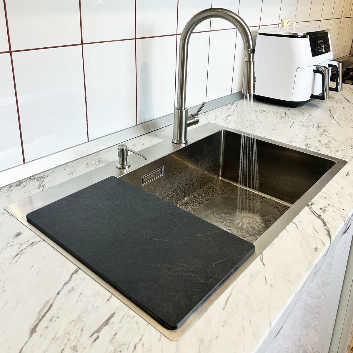 Chiuveta bucatarie inox CookingAid BOX LUX 76 + dozator detergent + accesorii montaj [27]